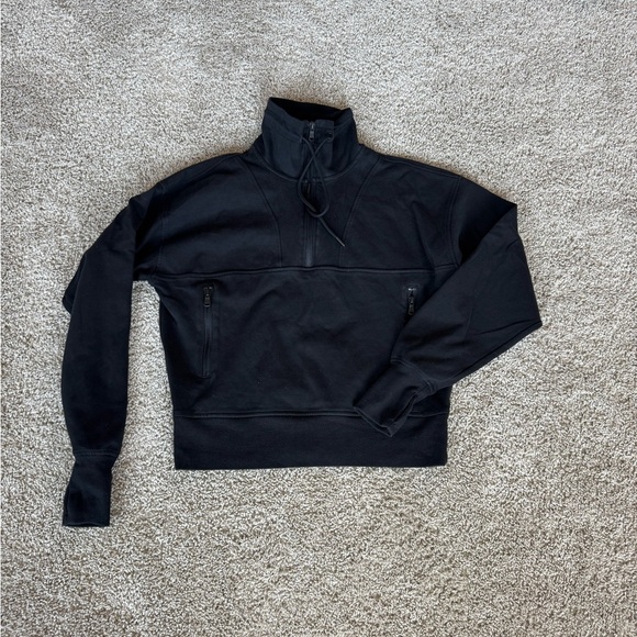 Old Navy Womens Dynamic Fleece Half Zip Black High-Neck Top Size Medium Tall - Picture 3 of 8